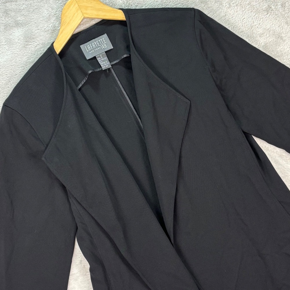 Lafayette 148 Women's Black Open Front Wool‎ Jacket Blazer USA Made Size 8